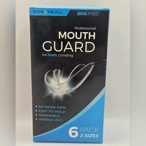 HoneyBull Professional Mouth Guard for Teeth Grinding 6 Pack BPA Free 2 Sizes
